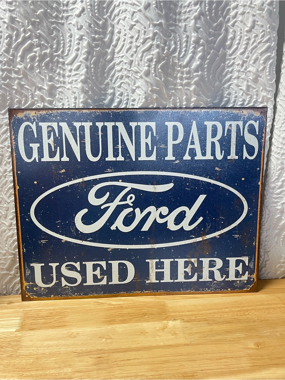 Ford Blue and White Genuine Parts Metal Sign